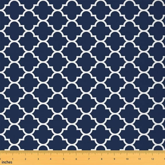 Feelyou Navy Minimalst Fabric by the Yard 1 Yard, Stripes Ombre Room Decor Fabric by the Yard, Abstract Geometric Fabric for Sewing, Lightweight Room Decor