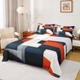 thumbnail image 1 of Feelyou Navy Red Geometric Twin Sheet Sets, Retro Rectangle Twin Fitted Sheet, Teenager Adult Flat Sheet, Luxury Bedroom Decor,3 Pieces, 1 of 7