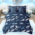 thumbnail image 1 of Feelyou Navy Shark Bedding Comforter Set 7pcs, Ocean Animal Wildlife Queen Bedding Sets, 1 of 8