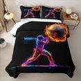 thumbnail image 1 of Feelyou Neon Baseball Player Quilt King for Boys, Fire Ball Sport King Coverlet Set, 3 Pieces, 1 of 7