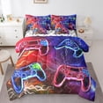 thumbnail image 1 of Feelyou Neon Cartoon Gamepad Bedding Comforter Set 7pcs, Futuristic Lightning King Bedding Sets, Teen Boy Kid Child Reversible Bed Sheets, Microfiber Bedroom Decor, 3-Piece, 1 of 7