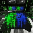 thumbnail image 1 of Feelyou Neon Game Console Bedding Comforter Set for Kids, Green Blue Square Abstract Twin Comforter Sets, Video Game Controller Reversible Bedding Set, Microfiber Bedroom Decor, 2 Pieces, 1 of 9