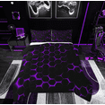 thumbnail image 1 of Feelyou Neon Gradient Geometric Bedding Comforter Set, Purple Honeycomb Twin Comforter Sets, Teens Boys Girls Kids Reversible Bedding Set, Ultra Soft Home Decor, 2-Piece, 1 of 8
