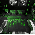 thumbnail image 1 of Feelyou Neon Green Gamepad Twin Bedding Sets 7-Piece for Boys, Futuristic Game Console Bedding Comforter Set, Chic Honeycomb Reversible Sheet Sets, Luxury Bedroom Decor, 1 of 7