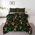 thumbnail image 1 of Feelyou Neon Jungle Mushroom Bedding Comforter Set for Teen, Green Skull Skeleton Twin Comforter Sets, Cartoon Theme Reversible Bedding Set, Microfiber Bedroom Decor, 2 Pieces, 1 of 8
