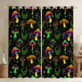 thumbnail image 1 of Feelyou Neon Jungle Mushroom Black Out Curtains for Teen, Green Skull Skeleton Curtains Pack of 2 (42x63 Each), Cartoon Theme Bedroom Curtains, Blackout Curtains Bedroom Decor, 1 of 6