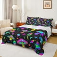 thumbnail image 1 of Feelyou Neon Jungle Mushroom Queen Sheet Sets, Dreamy Glitter Stars Flat Sheet, Cartoon Plant Botanical Queen Fitted Sheet, Super Cozy Room Decor, 4 Pieces, 1 of 7