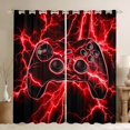 thumbnail image 1 of Feelyou Neon Red Gamepad Curtains Pack of 2 (42x84 Each) for Boy, Modern Gaming Lover Curtains Blackout, Lightning Print Bedroom Curtains, Microfiber Bedroom Decor, 1 of 6