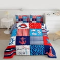thumbnail image 1 of Feelyou Ocean Anchor Rudder Full Size Comforter Sets, Stripes Geometric Bedding Comforter Set, Cartoon Patchwork Plaid Bedding Sets, Microfiber Bedroom Decor, 3 Pieces, 1 of 8