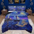 thumbnail image 1 of Feelyou Ocean Sailboat Nautical Queen Comforter Set, Mystic Galaxy Moon Bedding Sets, Vintage Oil Printing Reversible Bedding Comforter Set, Microfiber Bedroom Decor, 3-Piece, 1 of 8