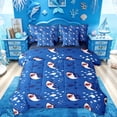 thumbnail image 1 of Feelyou Ocean Shark Bedding Comforter Set for Kids Boys Girls, Cartoon Sea Wildlife Queen Bedding Sets, Navy, Blue Reversible, 7-Piece, 1 of 7