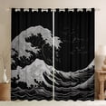 thumbnail image 1 of Feelyou Ocean Wave Curtains Pack of 2 (42x84 Each), Vintage Tokyo Curtains Blackout, 1 of 6