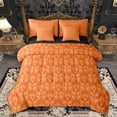thumbnail image 1 of Feelyou Orange Damask Flower Twin Bedding Sets 7pcs, Gothic Sheep Skull Comforter Set, 1 of 8