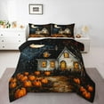 thumbnail image 1 of Feelyou Orange Gothic Pumpkin Queen Comforter Set for Teen, Farmhouse Moon Bedding Sets, Oil Printing Reversible Bedding Comforter Set, Ultra Soft Home Decor, 3 Pieces, 1 of 8