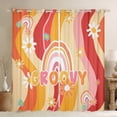 thumbnail image 1 of Feelyou Orange Groovy Flower Blackout Curtains Set of 2 (52x84 Each), Cartoon Rustic Daisy Window Curtains, Kawaii Rainbow Print Curtains and Drapes, Black Out Curtains Decor, 1 of 6
