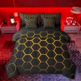 thumbnail image 1 of Feelyou Orange Honeycomb Bedding Comforter Set 7 Pieces, Abstract Lines Full Bedding Set, 1 of 8