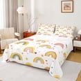 thumbnail image 1 of Feelyou Orange Rainbow Child Twin Sheet Sets, Stars Love Heart Bedding, 3pcs, 1 of 7