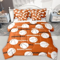 Feelyou Orange Volleyball Print Twin Bedding Sets 7-Piece for Kid, Cartoon Football Lover Bedding Comforter Set, Eat Sleep Sport Reversible Sheet Sets, Breathable Home Decor
