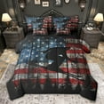 thumbnail image 1 of Feelyou Outdoor Skiing Sport Twin Bedding Sets 7-Piece for Teen, Vintage US Flag Print Bedding Comforter Set, Tree Botanical Plant Reversible Sheet Sets, Breathable Home Decor, 1 of 8