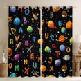 thumbnail image 1 of Feelyou Outer Space Blackout Curtains Set of 2 (52x84 Each), Cute Letter Window Curtains, 1 of 6