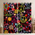 thumbnail image 1 of Feelyou Peace and Love Black Out Curtains, Groovy Mushroom Curtains Pack of 2 (42x63 Each), 1 of 6
