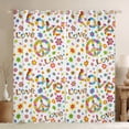 thumbnail image 1 of Feelyou Peace and Love Black Out Curtains, Hippie Floral Curtains Pack of 2 (42x63 Each), 1 of 6