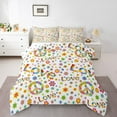 thumbnail image 1 of Feelyou Peace and Love Full Size Comforter Sets, Hippie Flower Floral Bedding Sets, 3pcs, 1 of 8