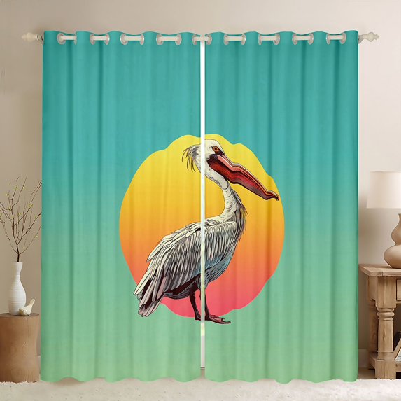 Feelyou Pelicans Animal Black Out Curtains, Sunset Curtains Pack of 2 (42x63 Each)