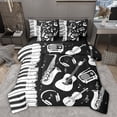 thumbnail image 1 of Feelyou Piano Guitar Teens Bedding Comforter Set 7pcs, Pop Music Style King Bedding Sets, 1 of 8