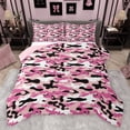 thumbnail image 1 of Feelyou Pink Black Camo Bedding Comforter Set for Kids, Stripes Abstract Ombre Twin Comforter Sets, Cartoon Camouflage Reversible Bedding Set, Luxury Bedroom Decor, 2pcs, 1 of 8