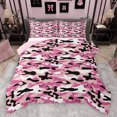 thumbnail image 1 of Feelyou Pink Black Camo Full Size Comforter Sets for Kids, Stripes Abstract Ombre Bedding Comforter Set, Cartoon Camouflage Reversible Bedding Sets, Luxury Bedroom Decor, 3pcs, 1 of 8