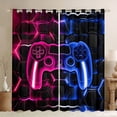 thumbnail image 1 of Feelyou Pink Blue Gamepad Black Out Curtains for Teen, Video Games Controller Curtains Pack of 2 (42x63 Each), Neon Glowing Honeycomb Bedroom Curtains, Living Room Curtains Decor, 1 of 6
