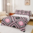 thumbnail image 1 of Feelyou Pink Boho Aztec Twin Sheet Sets, Mandala Geometric Twin Fitted Sheet, Vintage Western Fashion Flat Sheet, Breathable Home Decor,3 Pieces, 1 of 7
