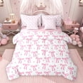 thumbnail image 1 of Feelyou Pink Bow-tie Bedding Comforter Set 7 Pieces, Princess Love Heart Full Bedding Set, 1 of 8