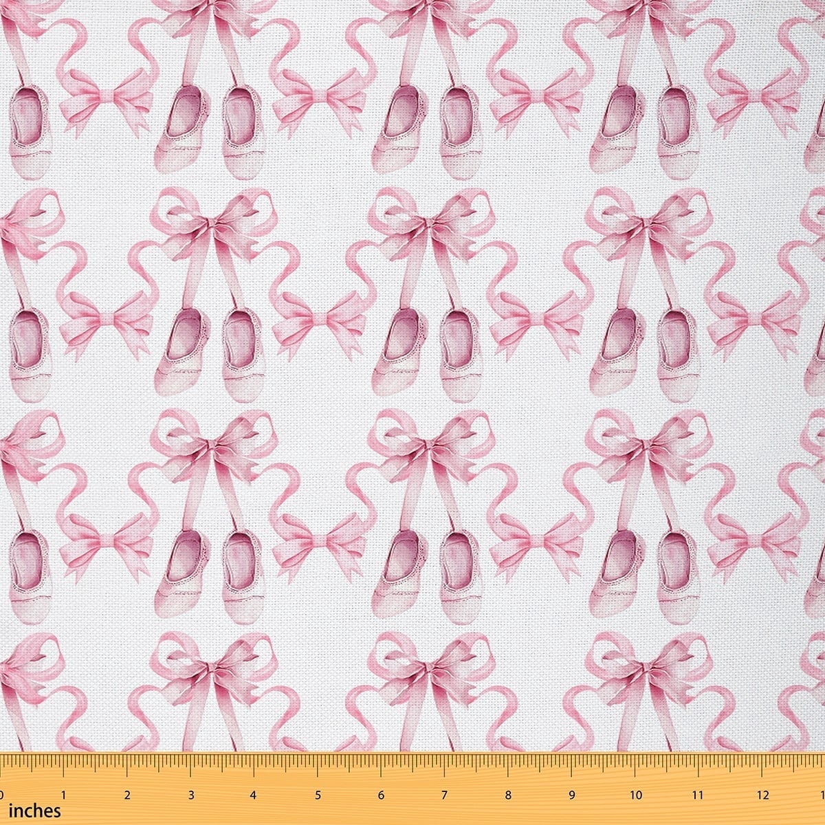 Feelyou Pink Bowknot Shoes Fabric by the Yard 3 Yards, Princess Ballet Room Decor Fabric by the Yard, Girls Kawaii Ribbon Fabric for Sewing, Microfiber Bedroom Decor