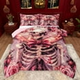 thumbnail image 1 of Feelyou Pink Bowknot Skeleton Bedding Comforter Set for Teen, Romantic Rose Floral Twin Comforter Sets, Gothic Valentine's Day Reversible Bedding Set, Lightweight Room Decor, 2pcs, 1 of 9