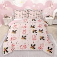 thumbnail image 1 of Feelyou Pink Candy Cane Bedding Comforter Set for Girl, Kawaii Princess Ribbon Twin Comforter Sets, Christmas Flower Reversible Bedding Set, Lightweight Room Decor, 2-Piece, 1 of 9