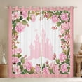 thumbnail image 1 of Feelyou Pink Castle Print Curtains Pack of 2 (42x84 Each) for Kids, Romantic Spring Rose Floral Curtains Blackout, Fairy Tale Princess Bedroom Curtains, Living Room Curtains Decor, 1 of 6