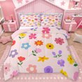thumbnail image 1 of Feelyou Pink Cherry Blossoms Bedding Comforter Set, Kawaii Cartoon Flower Twin Comforter Sets, Teens Kids Girls Women Reversible Bedding Set, Lightweight Room Decor, 2pcs, 1 of 8