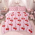 thumbnail image 1 of Feelyou Pink Cherry Queen Comforter Set, Princess Cartoon Bedding Comforter Set, 3pcs, 1 of 8