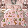 thumbnail image 1 of Feelyou Pink Christmas Cartoon Full Size Comforter Sets for Kids, Cute Gingerbread Man Bedding Comforter Set, Magic Xmas Socks Reversible Bedding Sets, Breathable Home Decor, 3pcs, 1 of 8