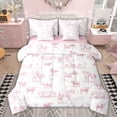 thumbnail image 1 of Feelyou Pink Cowgirl Cowboy Bedding Comforter Set 7 Pieces, Western Cactus Full Bedding Set, Farmhouse Horse Reversible Fitted Sheet Flat Sheet, Microfiber Bedroom Decor, 1 of 9
