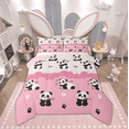 thumbnail image 1 of Feelyou Pink Cute Panda Queen Comforter Set for Kid, Kawaii Cartoon Animal Bedding Sets, Princess Style Reversible Bedding Comforter Set, Breathable Home Decor, 3 Pieces, 1 of 8