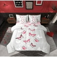 thumbnail image 1 of Feelyou Pink Dreamy Butterfly Bedding Comforter Set 7 Pieces, Romantic Animal Print Full Bedding Set, Teen Kid Adult Reversible Fitted Sheet Flat Sheet, Microfiber Bedroom Decor, 1 of 7