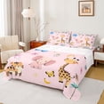 thumbnail image 1 of Feelyou Pink Elephant Animal Bed Sheets, Giraffe Tiger Teen King Sheets, 4-Piece, 1 of 7