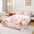 thumbnail image 1 of Feelyou Pink Elephant Animal Twin Sheet Sets, Giraffe Tiger Teen Bedding, 3-Piece, 1 of 7