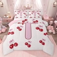 thumbnail image 1 of Feelyou Pink Fashion Letter Bedding Comforter Set for Kids, Cartoon Monogrammed T Twin Comforter Sets, Cute Bowknot Cherry Reversible Bedding Set, Luxury Bedroom Decor, 2pcs, 1 of 8