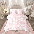 thumbnail image 1 of Feelyou Pink Flower Print Bedding Comforter Set 7-Piece for Girls, Cartoon Blossoms Floral King Bedding Sets, Retro Western Theme Reversible Bed Sheets, Super Cozy Room Decor, 1 of 7
