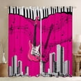 thumbnail image 1 of Feelyou Pink Guitar Black Out Curtains, Piano Musical Note Curtains Pack of 2 (42x63 Each), 1 of 6