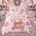 thumbnail image 1 of Feelyou Pink Happy Christmas Bedding Comforter Set for Kid, Kawaii Gingerbread Man Twin Comforter Sets, Coffee Dessert Reversible Bedding Set, Luxury Bedroom Decor, 2-Piece, 1 of 9